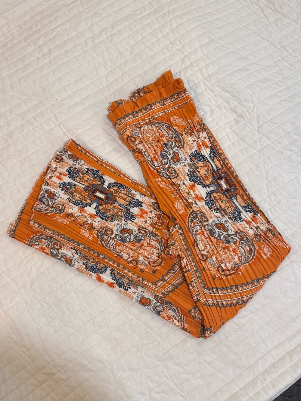 Woman’s paisley Orange Patterned Boho Pants